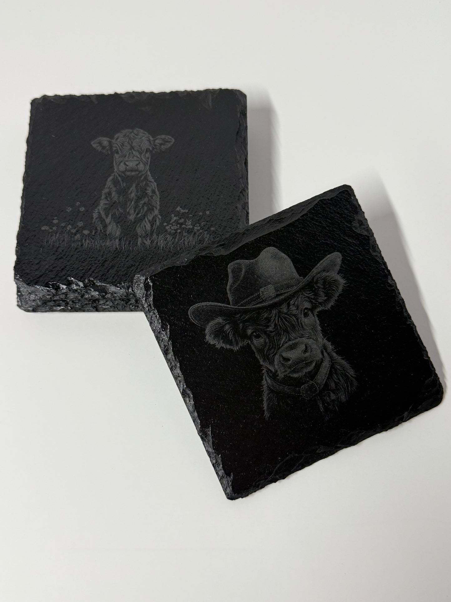 Set of four (4) Highland Cattle Coasters – Rustic Charm for Your Home